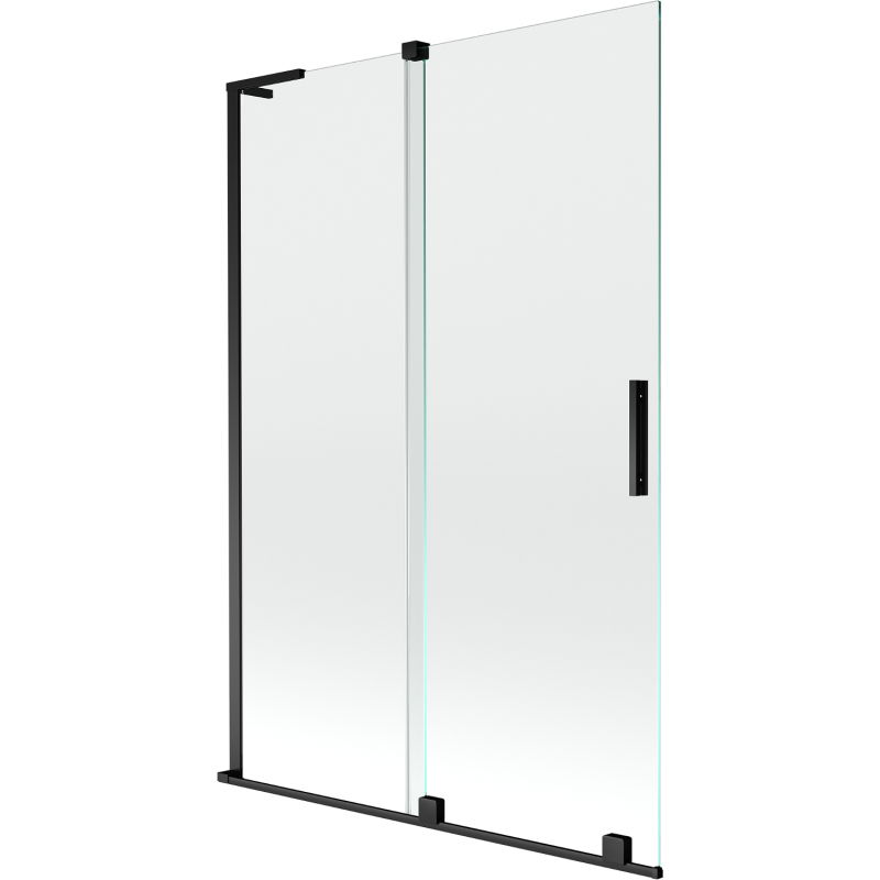 Mexen Velar L vaňová zásten spoločná s 2-dverovou posuvnou 120 x 150 cm, transparentná, čierna - 896-120-003-01-70