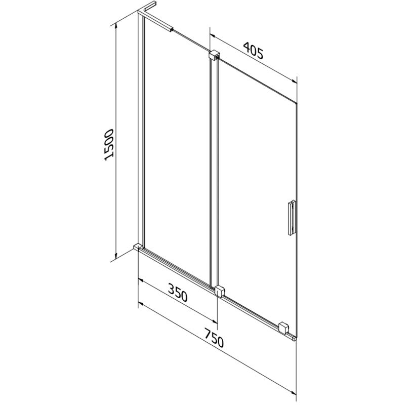 Mexen Velar L vaňová zástena 2-krídlová posuvná 75 x 150 cm, grafit, brúsený nikel - 896-075-003-41-97