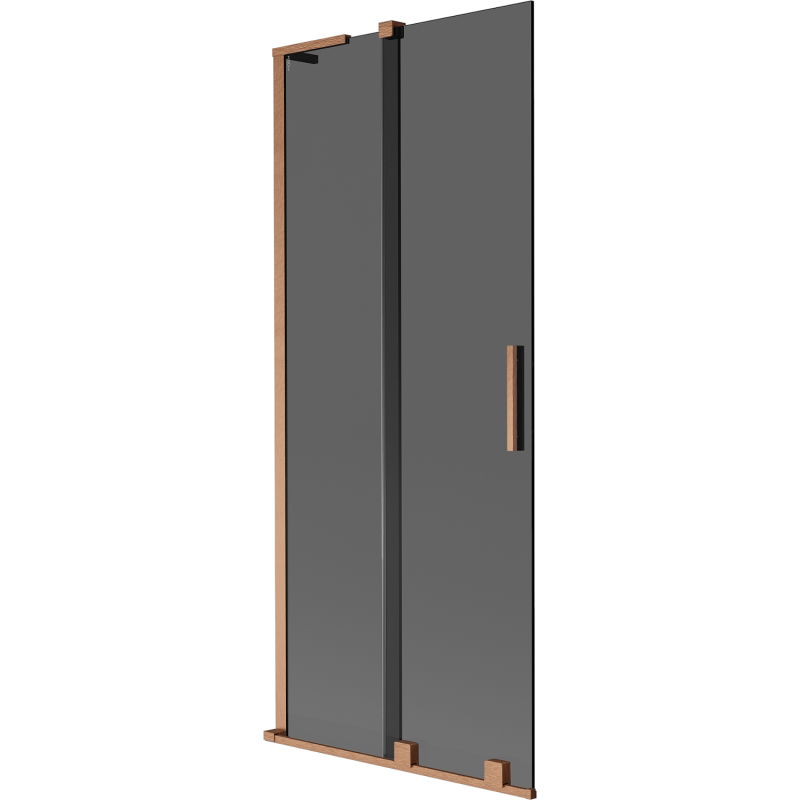 Mexen Velar L vaňová zástena 2-krídlová posuvná 85 x 150 cm, grafit, brúsená meď - 896-085-003-41-65