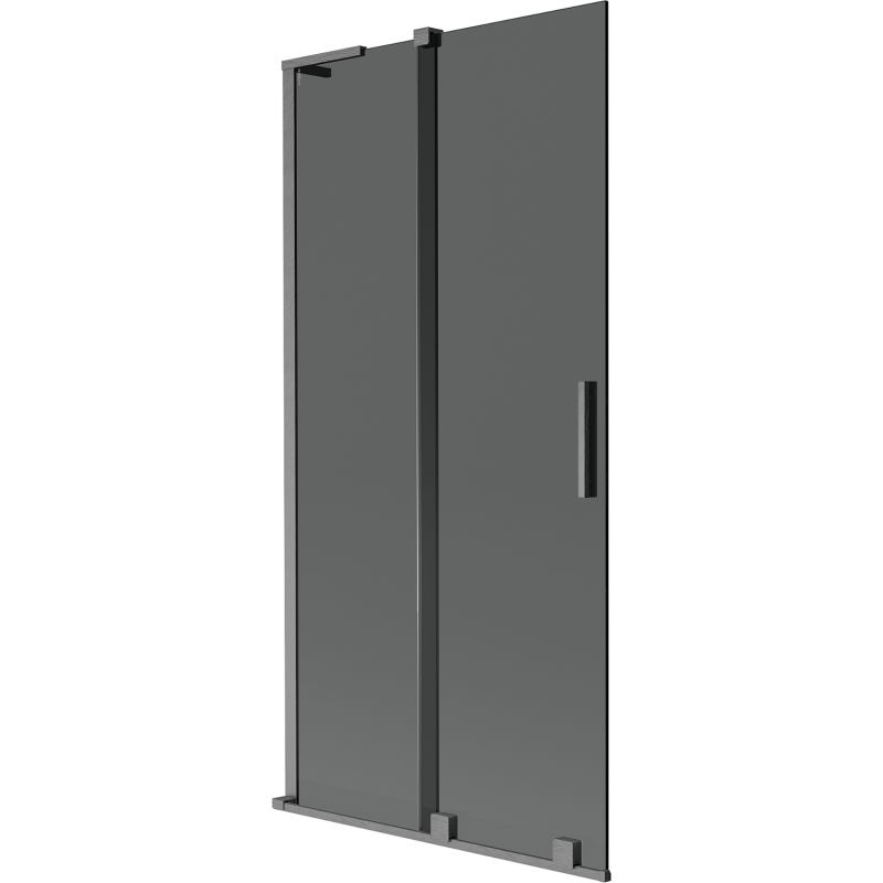 Mexen Velar L vaňa paraván 2-krídlový posuvný 90 x 150 cm, grafit, brúsená gun gray - 896-090-003-41-66