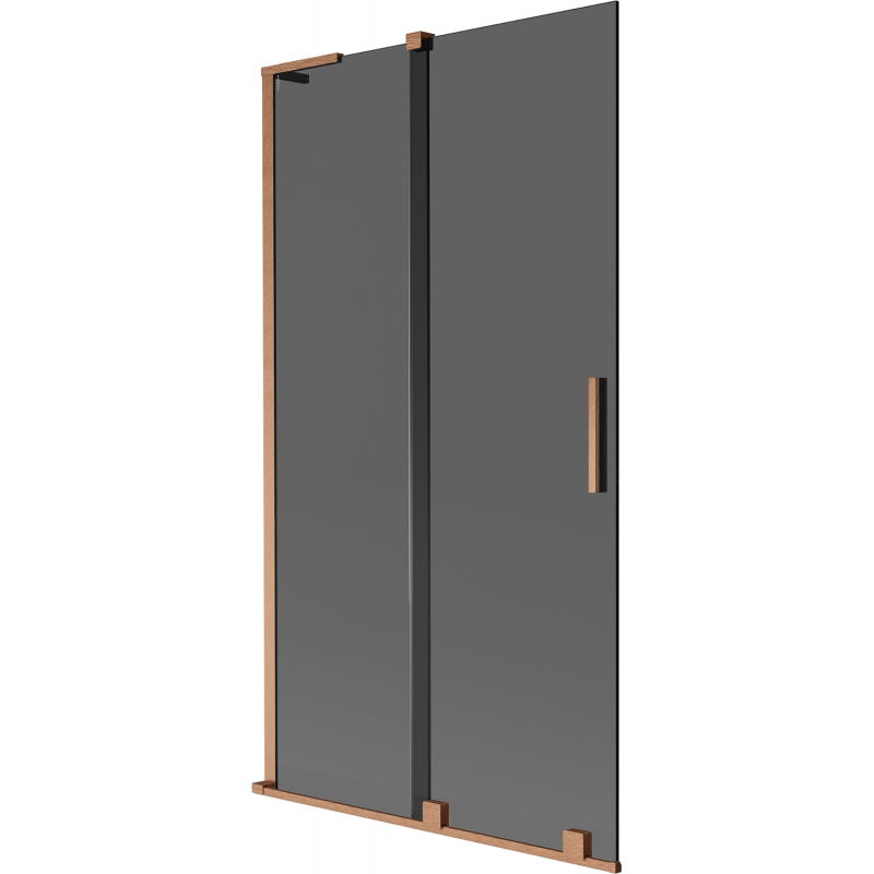 Mexen Velar L vaňová zástena dvojkrídlová posuvná 100 x 150 cm, grafit, brúsená meď - 896-100-003-41-65