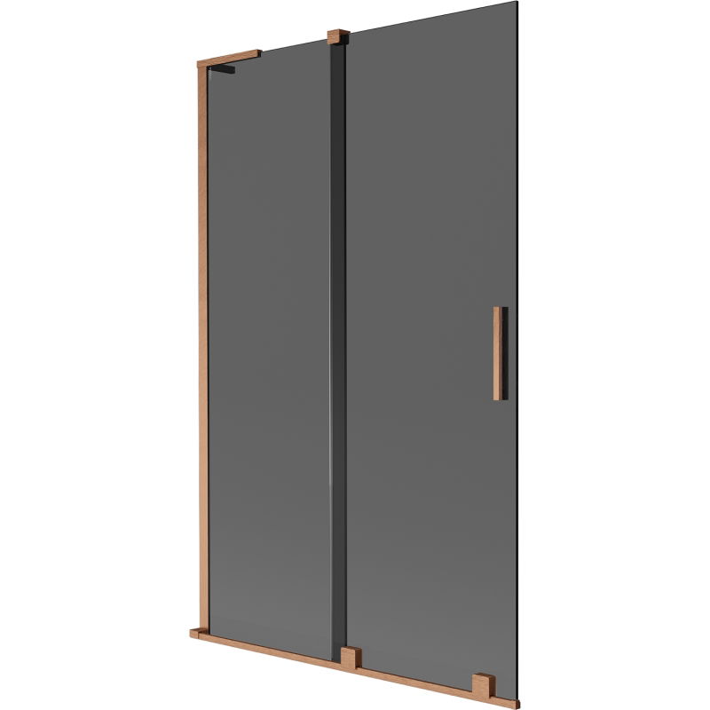 Mexen Velar L vaňová zástena 2-krídlová posuvná 110 x 150 cm, grafit, kartáčovaná meď - 896-110-003-41-65