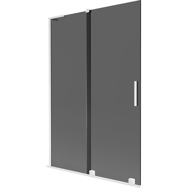 Mexen Velar L vaňa s paravánom 2-krídlový zasúvací 120 x 150 cm, grafit, biely - 896-120-003-41-20