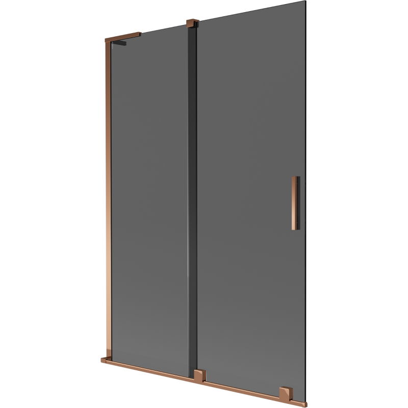 Mexen Velar L paraván na vaňu 2-krídlový posuvný 120 x 150 cm, grafit, ružové zlato - 896-120-003-41-60