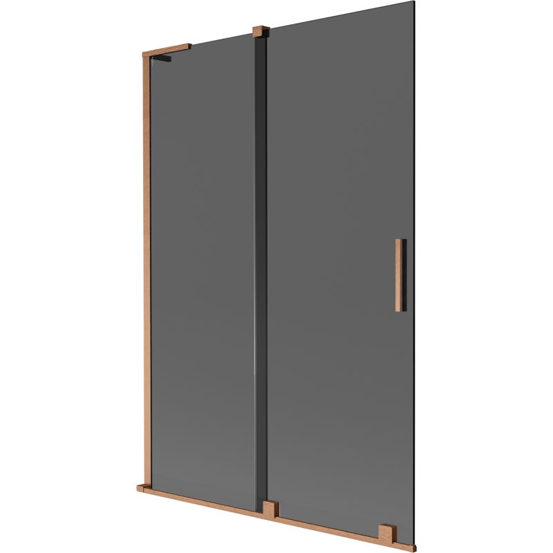 Mexen Velar L vaňová zástena 2-krídlová posuvná 120 x 150 cm, grafit, brúsená meď - 896-120-003-41-65