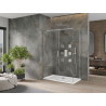 Mexen Omega posuvná sprchová kabína 140 x 80 cm, transparentná, chróm + vanička Flat - 825-140-080-01-00-4010