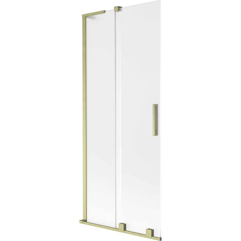 Mexen Velar L paraván na vaňu 2-krídlový posuvný 85 x 150 cm, mrazivý, zlatý kartáčovaný - 896-085-003-31-55