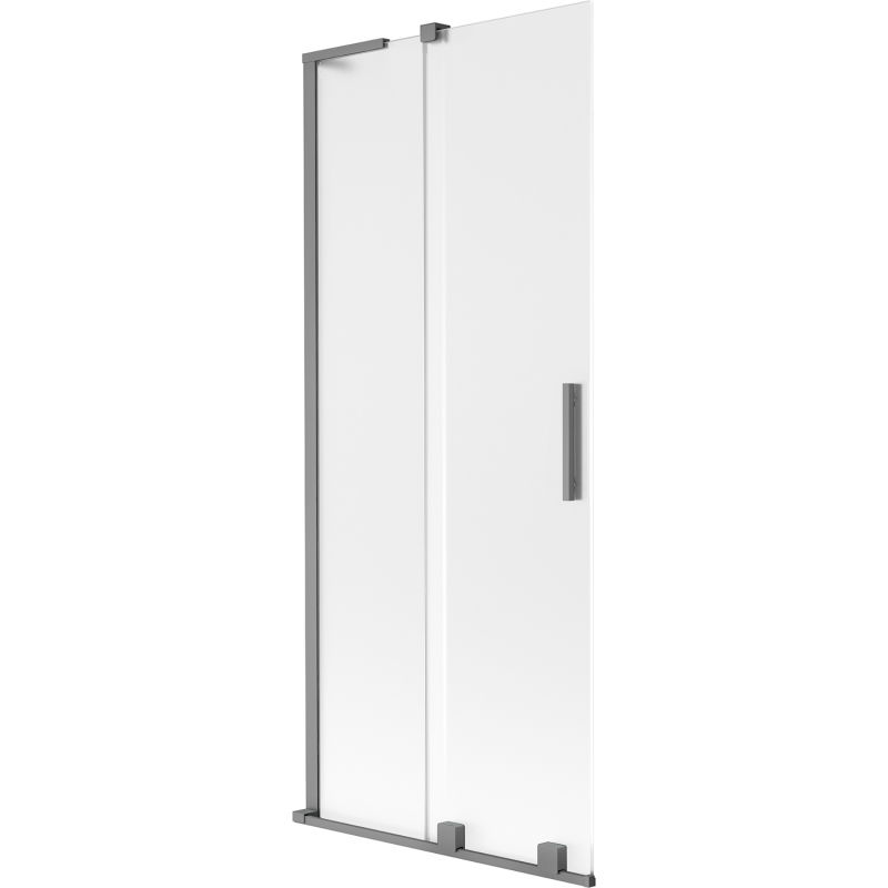 Mexen Velar L vaňová zástena dvojkrídlová posuvná 85 x 150 cm, mrazené sklo, gun metal - 896-085-003-31-95