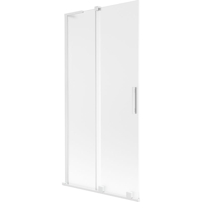 Mexen Velar L prahová clona pre vaňu, 2-krídlová, posuvná, 95 x 150 cm, mrazené sklo, biela - 896-095-003-31-20