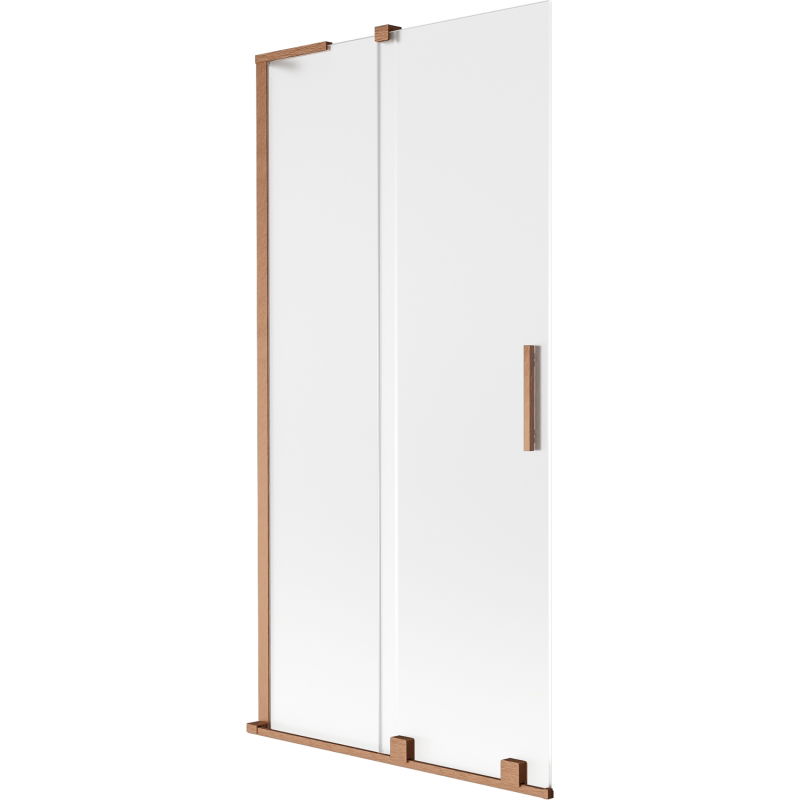 Mexen Velar L Vanová zástena 2-krídlová posuvná 95 x 150 cm, matné sklo, kartáčovaná meď - 896-095-003-31-65