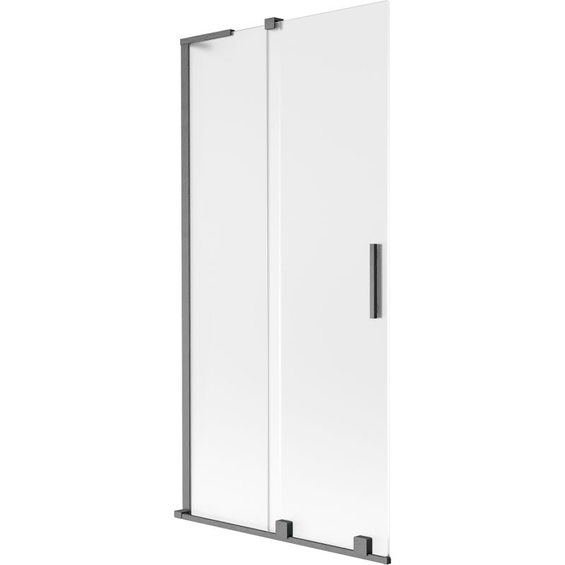 Mexen Velar L vaňová zástena 2-krídlová posuvná 95 x 150 cm, matná, brúsená gun gray - 896-095-003-31-66