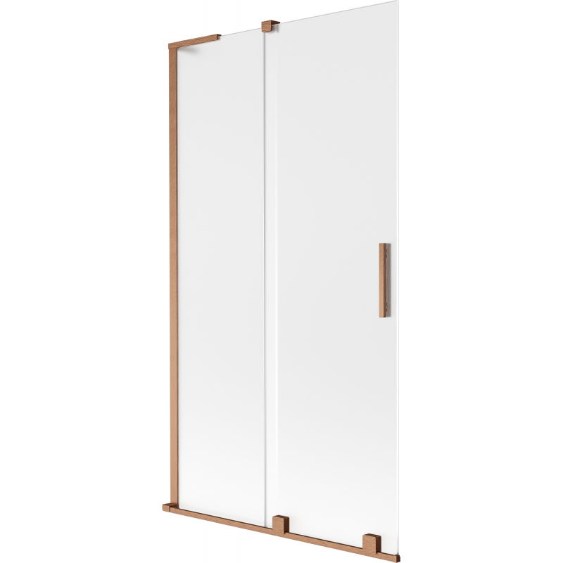 Mexen Velar L vaňová zástena, 2-krídlová posuvná 100 x 150 cm, matné sklo, brúsená meď - 896-100-003-31-65