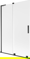 Mexen Velar L vaňa paraván 2-krídlový posuvný 120 x 150 cm, matné sklo, čierny - 896-120-003-31-70