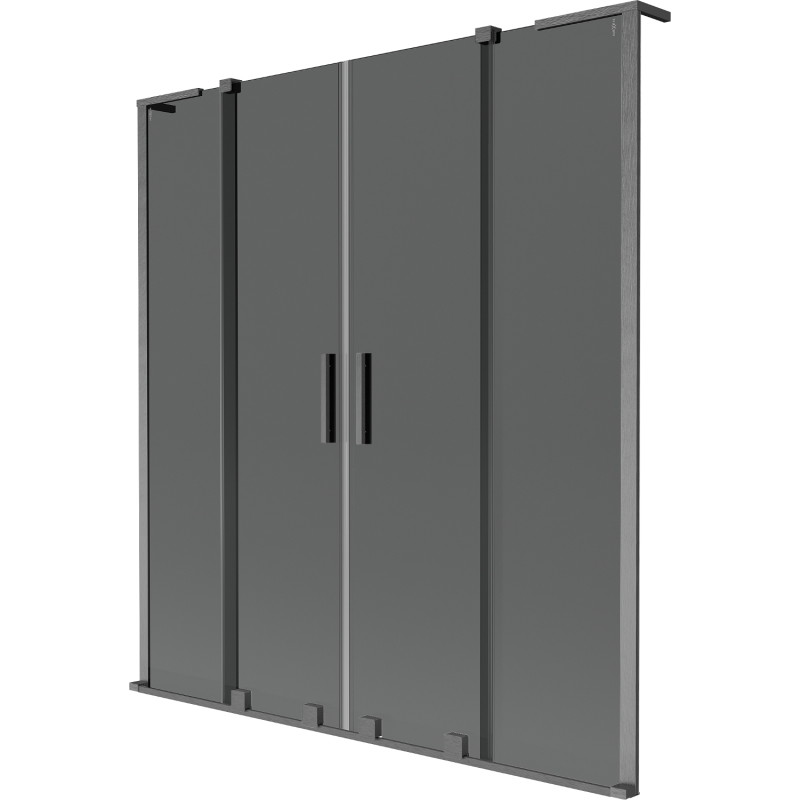 Mexen Velar L Duo vaňová zástena s 2 krídlami posuvná 150 x 150 cm, grafit, kartáčovaný gun gray - 896-150-003-42-66