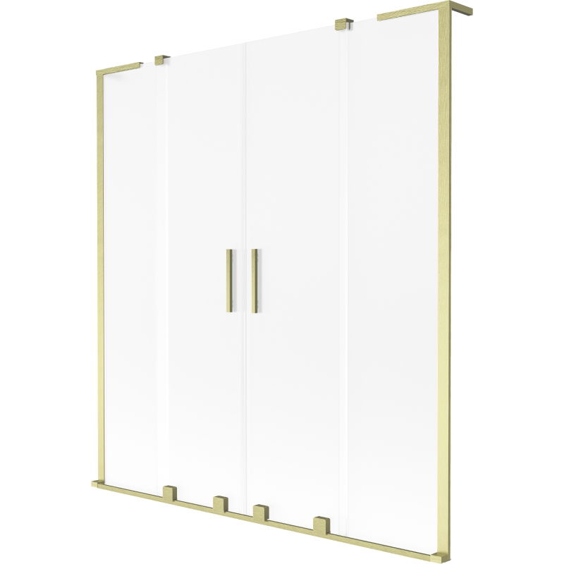 Mexen Velar L Duo paraván na vaňu s 2 krídlami posuvný 150 x 150 cm, mráz, zlato kefa - 896-150-003-32-55