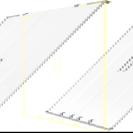 Mexen Velar L Duo paraván na vaňu s 2 krídlami posuvný 150 x 150 cm, mráz, zlato kefa - 896-150-003-32-55