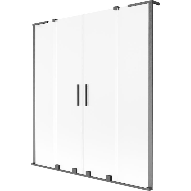 Mexen Velar L Duo vanová zástena, dvojdielna posuvná 150 x 150 cm, mrazené sklo, brúsená šedá strelná zbraň - 896-150-003-32-66