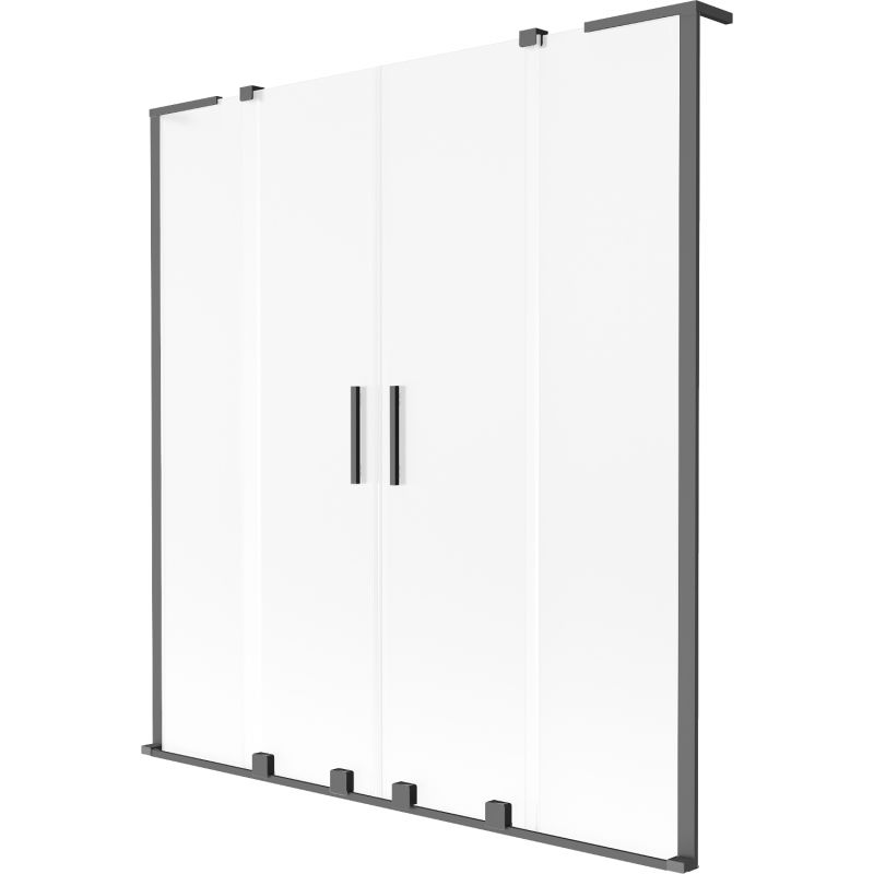 Mexen Velar L Duo vaňová zástena, 2-krídlová posuvná 150 x 150 cm, mráz, gun metal - 896-150-003-32-95