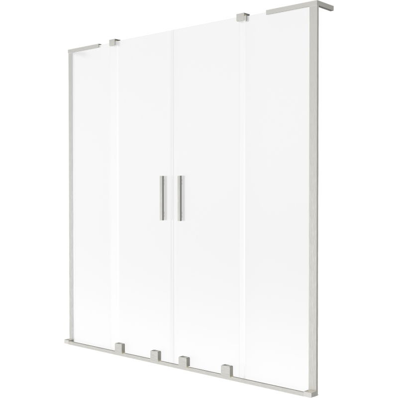 Mexen Velar L Duo 2-krídlová zasúvacia vaňová zástenka 150 x 150 cm, námraza, brúsený nikel - 896-150-003-32-97