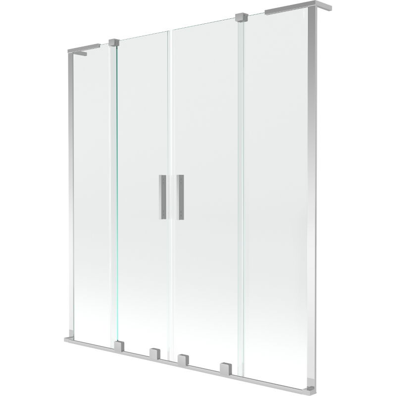 Mexen Velar L Duo dvojkrídlový vaňový paraván, 2 posuvné krídla, 150 x 150 cm, priehľadný, chróm - 896-150-003-02-01
