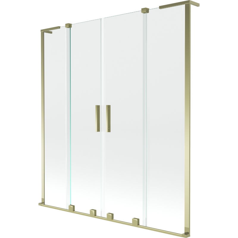 Mexen Velar L Duo dvojkrídlový vaňový paraván, posuvný 150 x 150 cm, transparentný, zlatý - 896-150-003-02-50