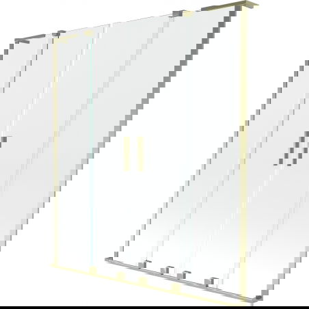 Mexen Velar L Duo dvojkrídlový vaňový paraván, posuvný 150 x 150 cm, transparentný, zlatý - 896-150-003-02-50
