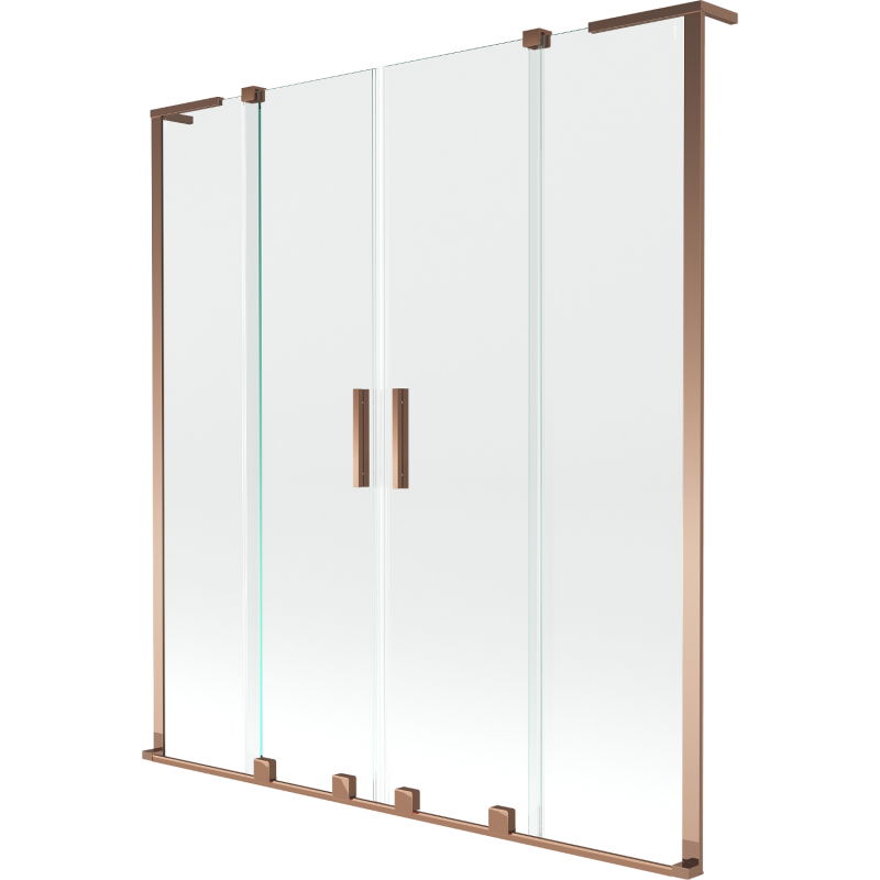 Mexen Velar L Duo vaňová zástenka 2-krídlová posuvná 150 x 150 cm, transparentná, ružové zlato - 896-150-003-02-60