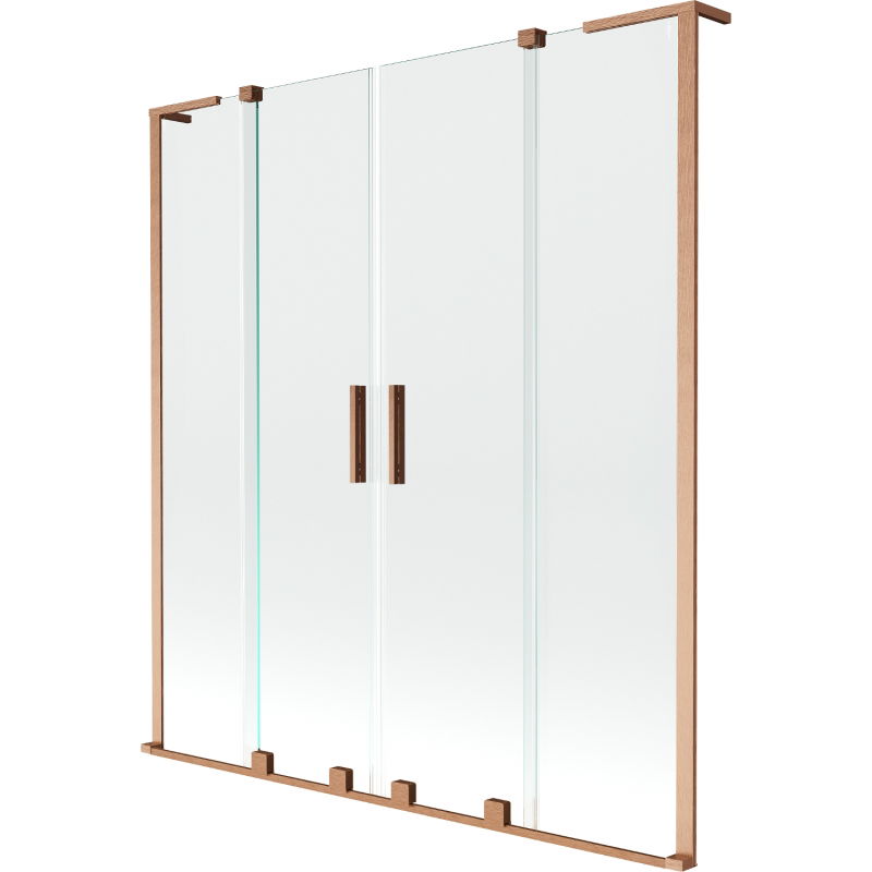 Mexen Velar L Duo vaňová zástena 2-krídlová zasúvacia 150 x 150 cm, transparentná, brúsená meď - 896-150-003-02-65