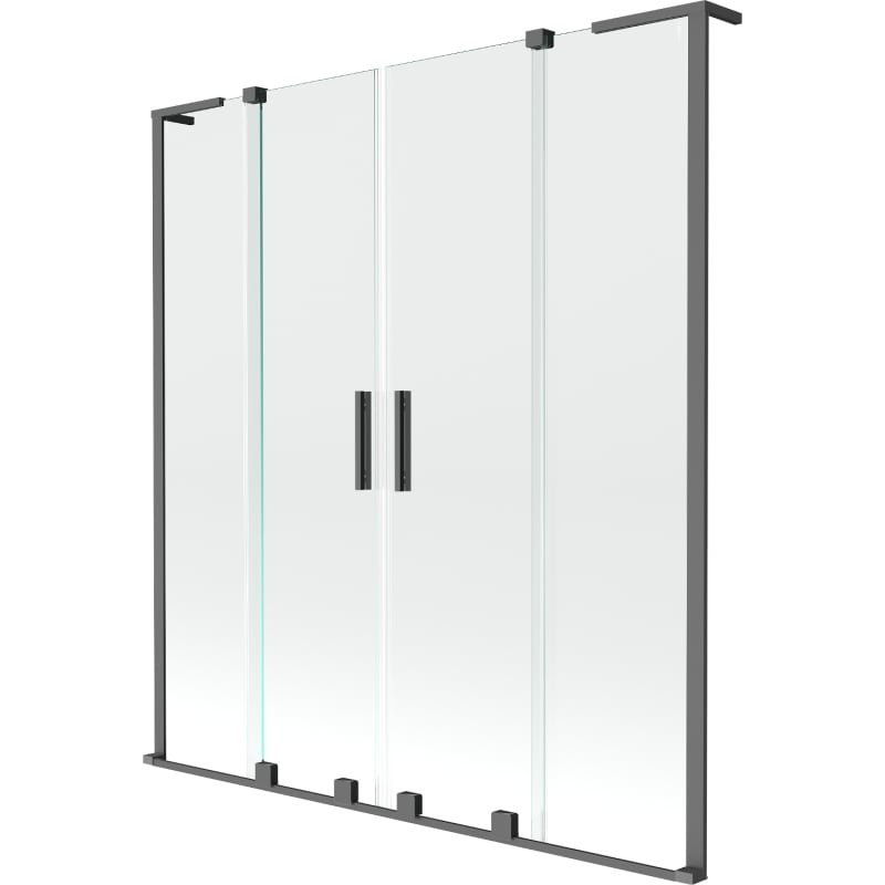 Mexen Velar L Duo vaňová zástena 2-krídlová posuvná 150 x 150 cm, transparentná, gun metal - 896-150-003-02-95
