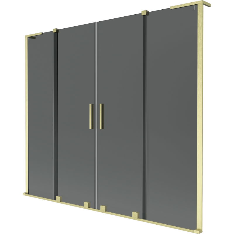 Mexen Velar L Duo dvojkrídlová rozťahovacia vaňová zástena 180 x 150 cm, grafit, zlatý kartáčovaný - 896-180-003-42-55