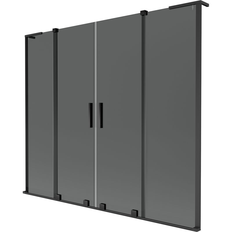 Mexen Velar L Duo vaňová zástena 2-krídlová posuvná 200 x 150 cm, grafit, čierna - 896-200-003-42-70