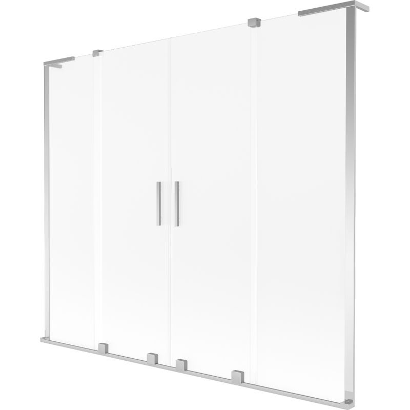 Mexen Velar L Duo dvojkrídlová vaňová zástena posuvná 180 x 150 cm, mráz, chróm - 896-180-003-32-01