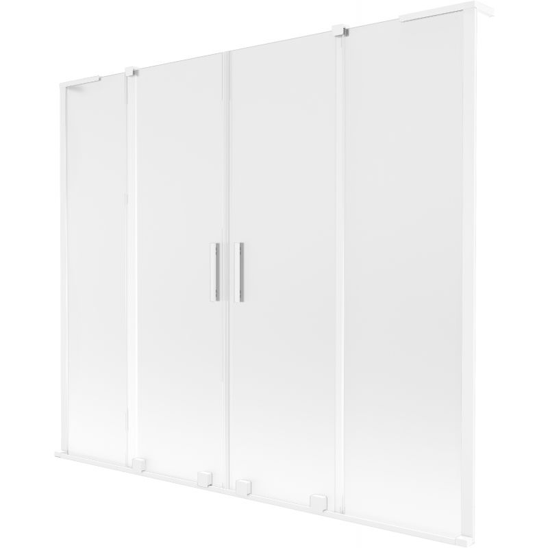 Mexen Velar L Duo dvojkrídlový zasúvací vaňový paraván 180 x 150 cm, mrazené, biele - 896-180-003-32-20
