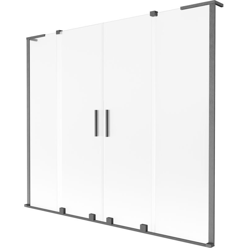 Mexen Velar L Duo sprchový záves 2-krídlový posuvný 180 x 150 cm, matný, kefovaná sivá zbraň - 896-180-003-32-66