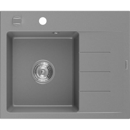 Mexen Ben žulový drez s 1 komorou s odkvapkávačom, ľavý 600 x 500 mm, šedý, sifón chróm - 6522605000-71