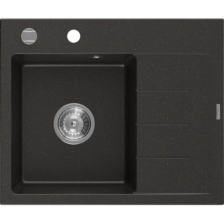 Mexen Ben granitový kuchynský drez s 1 komorou a odkvapkávacou plochou, ľavý, 600 x 500 mm, čierny/zlatý metalický,
