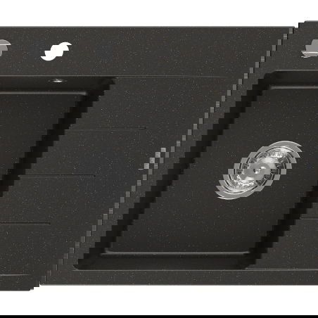Mexen Ben žulový drez s 1 komorou a ľavým odkvapkávačom 600 x 500 mm, čierno/zlatý metalický, chrómový sifón - 6522605000-75