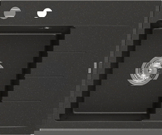 Mexen Ben granitový kuchynský drez s 1 komorou a odkvapkávacou plochou, ľavý, 600 x 500 mm, čierny/zlatý metalický,