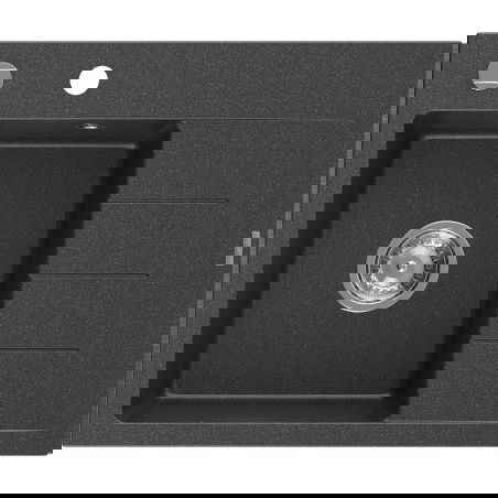 Mexen Ben kamenný drez s 1 komorou s odkvapkávačom, ľavý 600 x 500 mm, čierny s škvrnami, sifón chróm - 6522605000-76