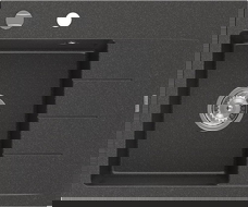 Mexen Ben kamenný drez s 1 komorou s odkvapkávačom, ľavý 600 x 500 mm, čierny s škvrnami, sifón chróm - 6522605000-76