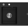 Mexen Ben Granitový drez 1-komorový s odkvapkávačom, ľavý 600 x 500 mm, čierny, chrómový sifón - 6522605000-77