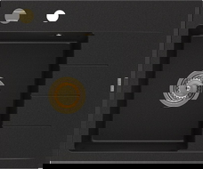 Mexen Ben granitový drez 1-komorový s odkvapkávacou plochou, ľavý 600 x 500 mm, čierny, sifón zlatý - 6522605000-77-G