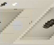 Mexen Ben granitový drez s 1 komorou a odkvapkávačom, ľavý 600 x 500 mm, béžový, sifón čierny - 6522605000-69-B