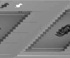 Mexen Ben žulový drez 1-komorový s odkvapkávačom, ľavý 600 x 500 mm, sivý, sifón čierny - 6522605000-71-B