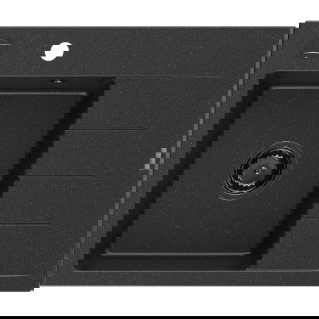 Mexen Ben granitový jednodrez s odkvapkávačom, ľavý 600 x 500 mm čierny/strieborný metalík sifón čierny