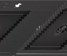 Mexen Ben granitový jednodrez s odkvapkávačom, ľavý 600 x 500 mm čierny/strieborný metalík sifón čierny