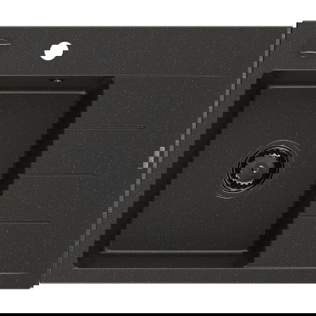 Mexen Ben jednokomorový žulový drez s odkvapkávačom, ľavý 600 x 500 mm, čierny/zlatý metalik, čierny sifón