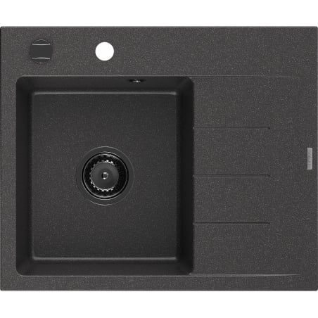Mexen Ben granitový drez s 1 komorou a odkvapkávačom, ľavý 600 x 500 mm, čierny bodkovaný, čierny sifón