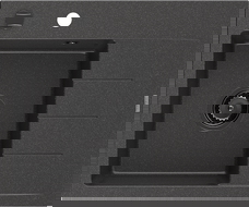 Mexen Ben granitový drez s 1 komorou a odkvapkávačom, ľavý 600 x 500 mm, čierny bodkovaný, čierny sifón