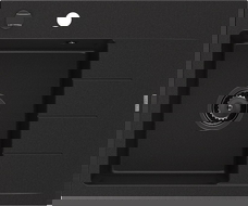 Mexen Ben granitový drez s 1 komorou a odkvapom, ľavý 600 x 500 mm, čierny, čierny sifón - 6522605000-77-B